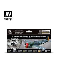 Vallejo US Army Air Corps European Theater Operations (ETO) WWII Paint Set - 71.182