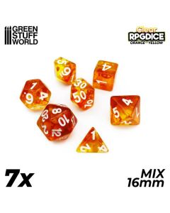 7x Mix 16mm Dice - Orange - Yellow
