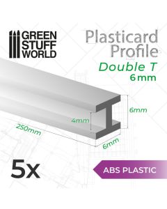 ABS Plasticard - Profile H-Beam Columns 6mm - Green Stuff World
