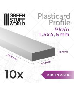 ABS Plasticard - Profile PLAIN 4.5mm - Green Stuff World