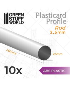 ABS Plasticard - Profile ROD 2,5mm