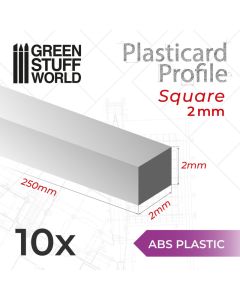 ABS Plasticard - Profile SQUARED ROD 2 mm - Green Stuff World