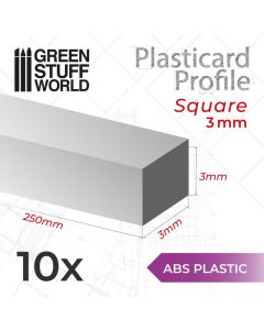 ABS Plasticard - Profile SQUARED ROD 3 mm - Green Stuff World