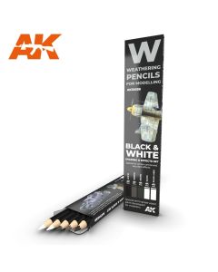 5x Watercolor Weathering Pencil Set Black And White AK Interactive