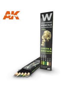 AK Interactive AK10040 Weathering Pencils Green & Brown: Shading & Effects