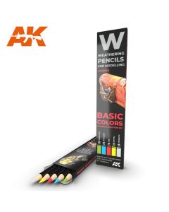 5x Watercolor Weathering Pencil Set Basic Colours: Shading & Demotion AK Interactive