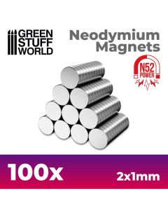 Neodymium Magnets 2x1mm - 100 units (N52) - Green Stuff World - 11600