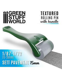 Rolling pin with Handle - Sett Pavement 15mm - Green Stuff World - 10494