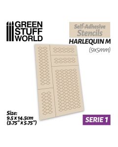 Self-Adhesive stencils - Harlequin M (9x5mm) - Green Stuff World