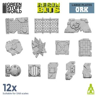 3D printed set - Large Ork plates - Green Stuff World
