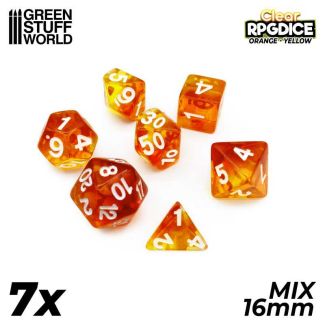 7x Mix 16mm Dice - Orange - Yellow