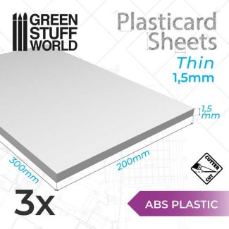 ABS Plasticard A4 - 1'5 mm COMBOx3 sheets - Green Stuff World