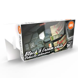 Black & Cream White Vehicle Interiors 3G Paint Set - AK Interactive - AK11683