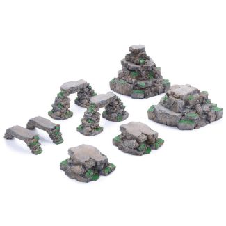 Grassy Rocks  - Pre-Painted Gamemat.eu Resin Terrain