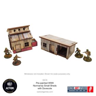  Pre-painted WW2 Normandy Small Sheds With Dovecote - Bolt Action - H00129