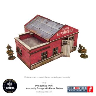 Pre-painted WW2 Normandy Garage With Petrol Station - Bolt Action - H00131