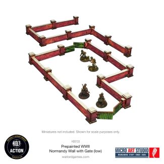 Pre-painted WW2 Normandy Walls With Gate (low) - Bolt Action - H00133
