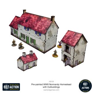Pre-painted WWII Normandy Homestead With Outbuildings - Bolt Action - H00158