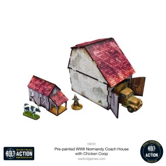 Pre-painted WWII Normandy Coach House With Chicken Coop - Bolt Action - H00161