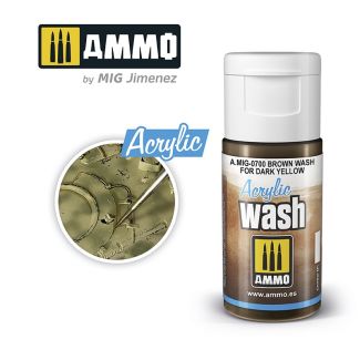 Acrylic Wash Brown Wash for Dark Yellow 15ml Ammo By Mig - MIG700