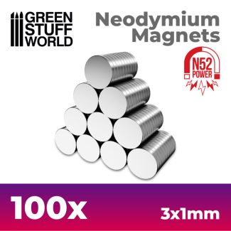 Neodymium Magnets 3x1mm - 100 units (N52) - GSW-9263