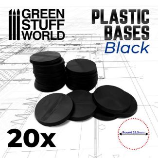 Plastic Bases - Round 28.5mm BLACK x20