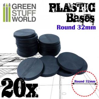 Plastic Bases - Round 32mm BLACK x 20