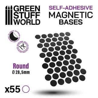 Round Magnetic Bases SELF-ADHESIVE Sheet - 28.5mm - Green Stuff World