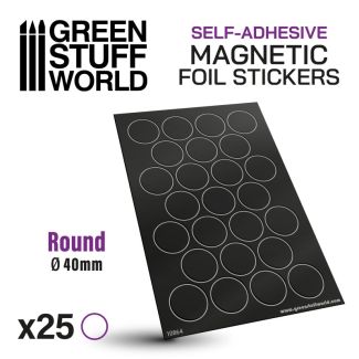 Round Magnetic Bases SELF-ADHESIVE Sheet - 40mm - 10864