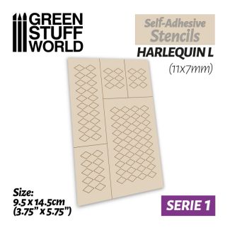 Self-Adhesive stencils - Harlequin L (11x7mm) - Green Stuff World