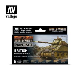 Vallejo Model Color Set - WWII British Armour & Infantry 70.204