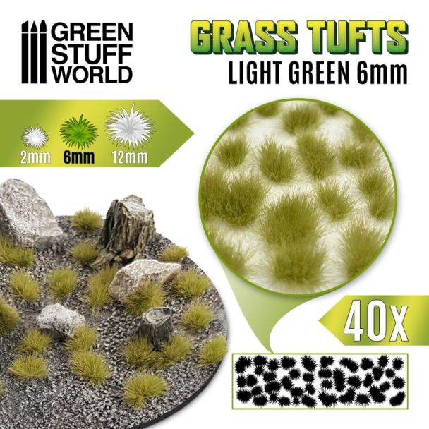 Grass TUFTS - 6mm self-adhesive - LIGHT GREEN - GSW-10662