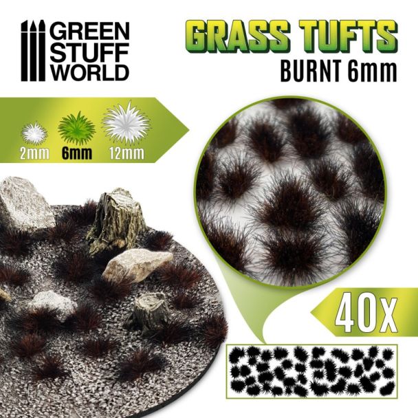 Grass TUFTS - 6mm self-adhesive - BURNT - GSW-10663