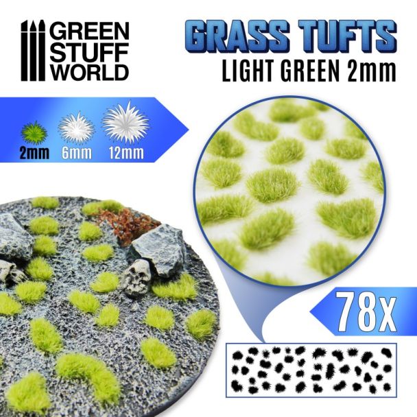 Grass TUFTS - 2mm self-adhesive - Light Green - GSW-10978