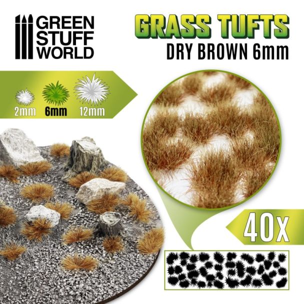 Grass TUFTS - 6mm self-adhesive - DRY BROWN - GSW-1248