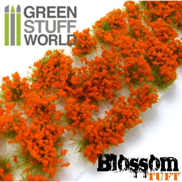 Blossom TUFTS - 6mm self-adhesive - ORANGE Flowers - GSW-9281