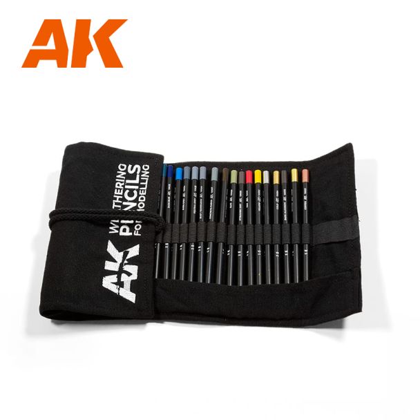 AK Interactive Weathering Pencils Full Range Cloth Case