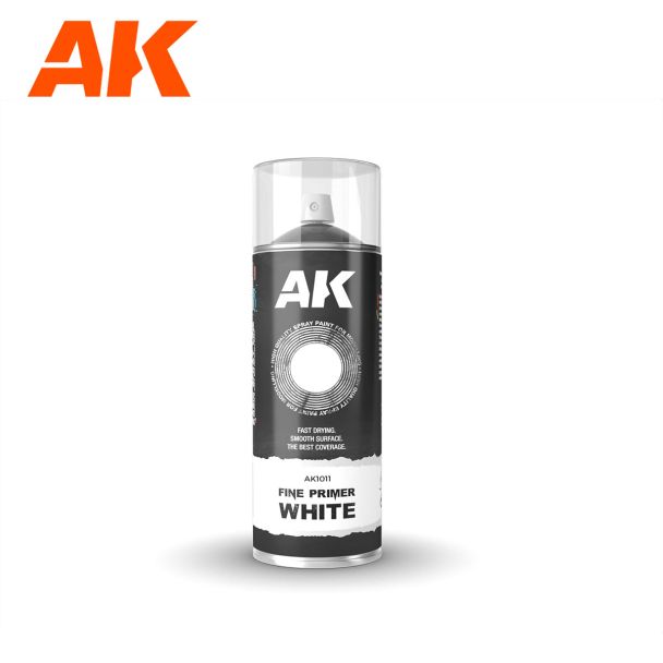 Fine Primer White - Spray 400ml (Includes 2 nozzles) - AK Interactive