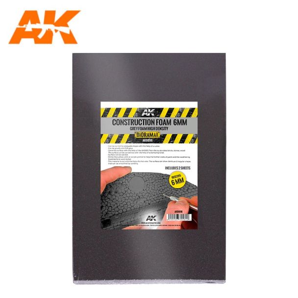 AK Interactive Construction Foam 6mm Black High Density 195x295mm (x2) - AK8096