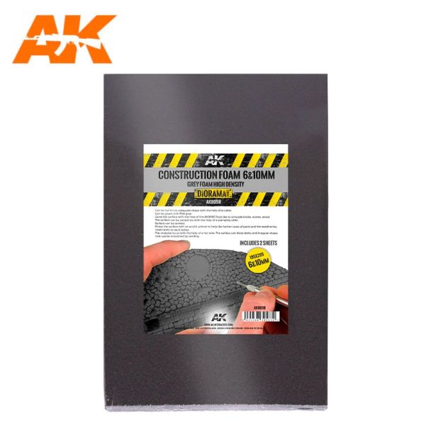 AK Interactive Construction Foam 6&10mm Black High Density 195x295mm (x2) - AK8098