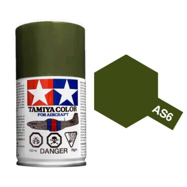Tamiya AS-6 Oilve Drab (USAAF) 100ml Spray Paint for Scale Models - 86506