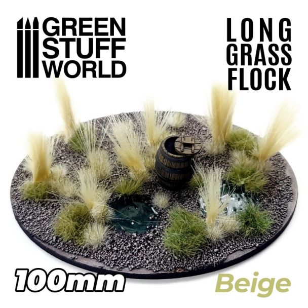 Long Grass Flock 100mm - Beige - Green Stuff World - 3349