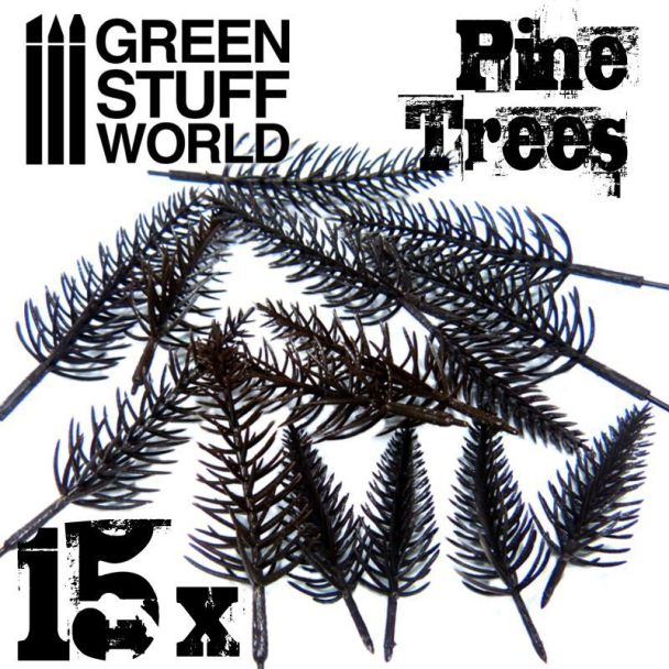 15x Model PINE Tree Trunks - Green Suff World