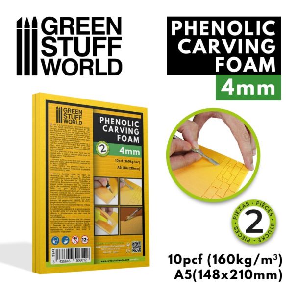 Phenolic Carving Foam 4mm - A5 size - Green Stuff World - 3241