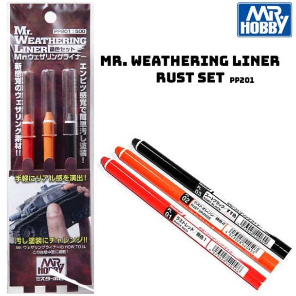 Mr Weathering Liner Rust Colour Set Mr Hobby - PP-201