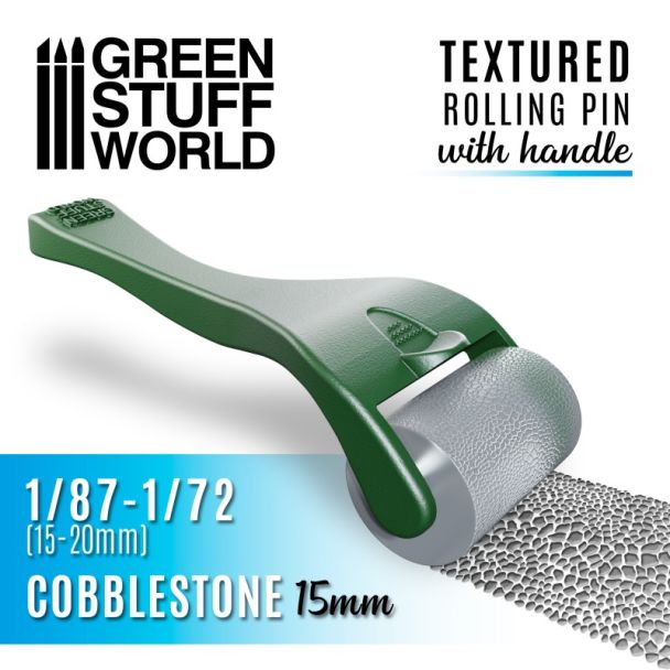 Rolling pin with Handle - Cobblestone 15mm - Green Stuff World - 10482