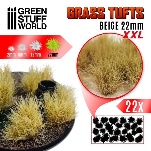 Grass TUFTS XXL - 22mm self-adhesive - BEIGE - Green Stuff World