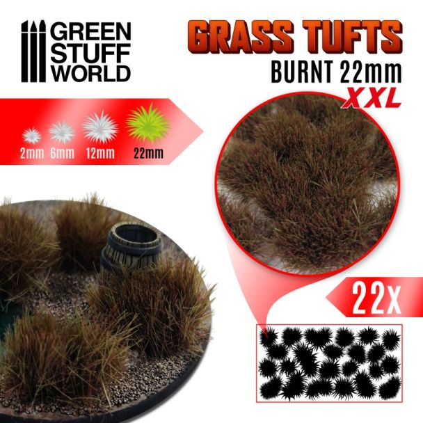 Grass TUFTS XXL - 22mm self-adhesive - BURNT - Green Stuff World