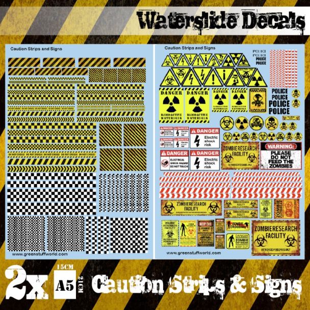 Decal sheets - CAUTION STRIPS and SIGNS - Green Stuff World
